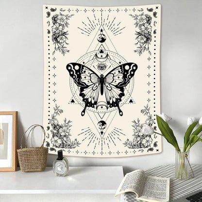 Lunerfex Boho Butterfly Tapestry Small Tapestry Tarot Tapestries Moon Phase Aesthetic Tapestries
