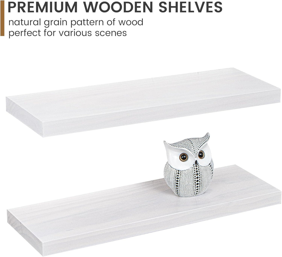 Farmhouse Floating Shelves - 8 Inch Deep Rustic Wood Wall Shelf - Premium Solid Pine Wood Storage