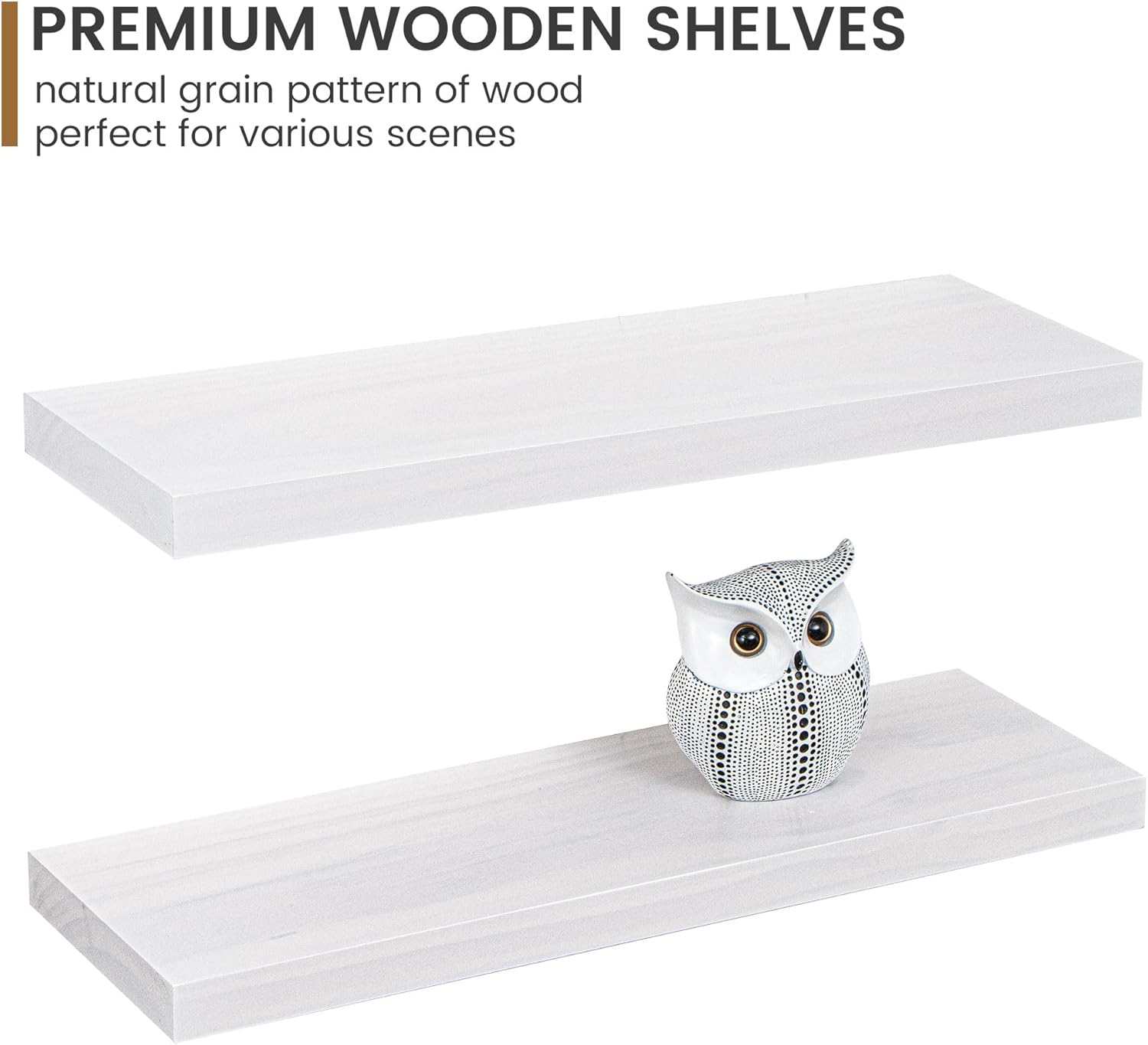 Farmhouse Floating Shelves - 8 Inch Deep Rustic Wood Wall Shelf - Premium Solid Pine Wood Storage