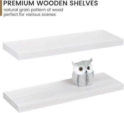 Farmhouse Floating Shelves - 8 Inch Deep Rustic Wood Wall Shelf - Premium Solid Pine Wood Storage
