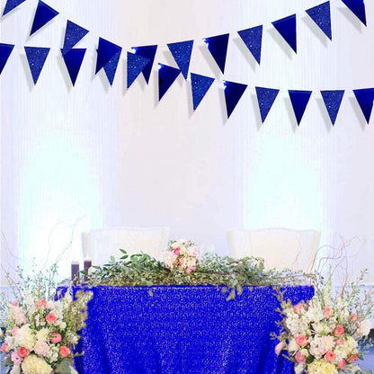 30 Ft Royal Blue Party Decorations Navy Blue Metallic Glitter Paper Triangle Banner Flag Garland