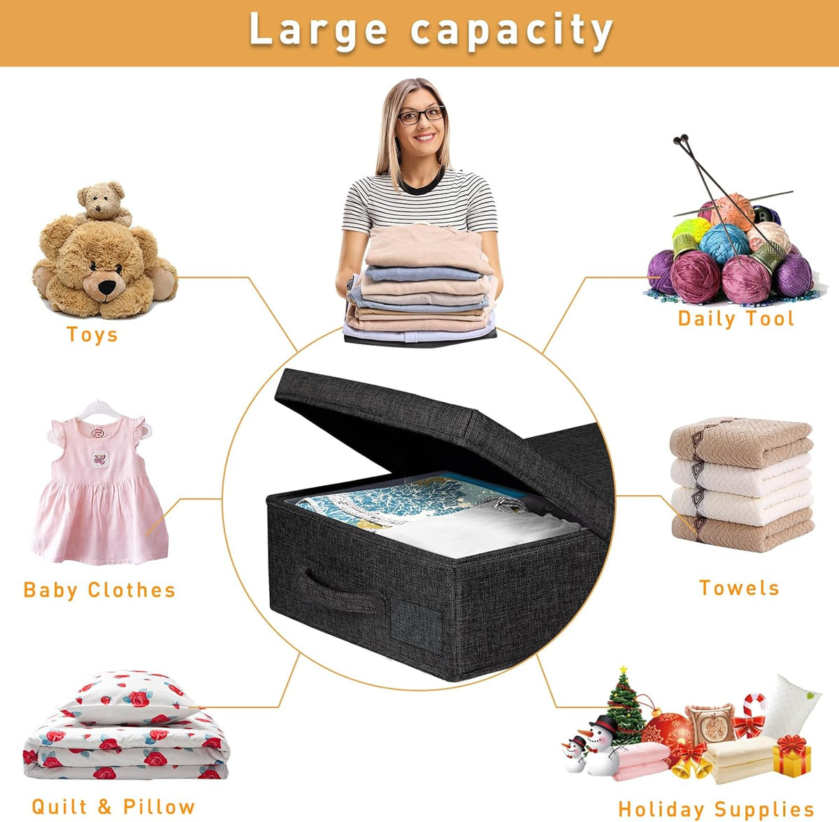 punemi Under Bed Storage Containers, Set of 2 Low Profile Under Crib Storage Bins With Lid, Large