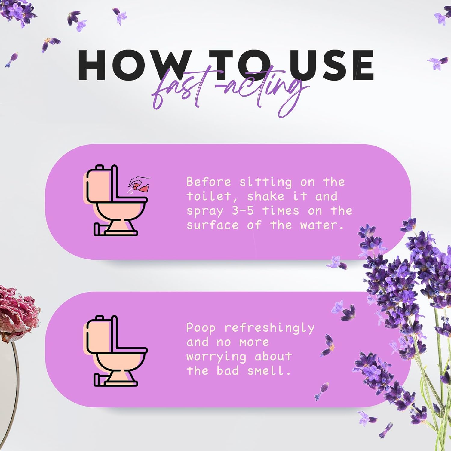 Clean-n-Fresh Toilet Spray for Poop, Lavender 6.8 Fl.Oz, Air Freshener Bathroom Spray, Odor