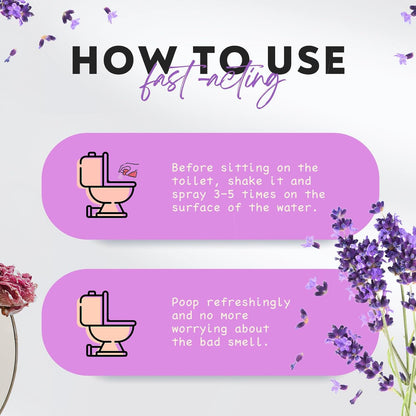Clean-n-Fresh Toilet Spray for Poop, Lavender 6.8 Fl.Oz, Air Freshener Bathroom Spray, Odor