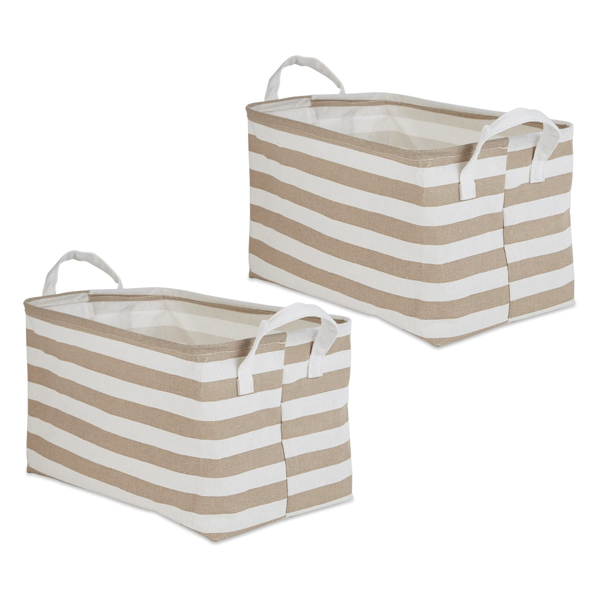 DII Laundry Storage Collection, PE Coated Collapsible Bin with Handles, Stone Stripe, Large Set