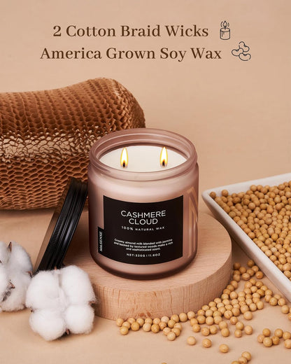 M&SENSE Creamy Almond Milk Scented Candle, 11.6oz Clean Non Toxic Natural Soy Wax Fragrance for