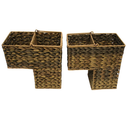 Trademark Innovations 14.5" Plastic Wicker Storage Stair Basket Set With Handles (Set of 2, Brown)