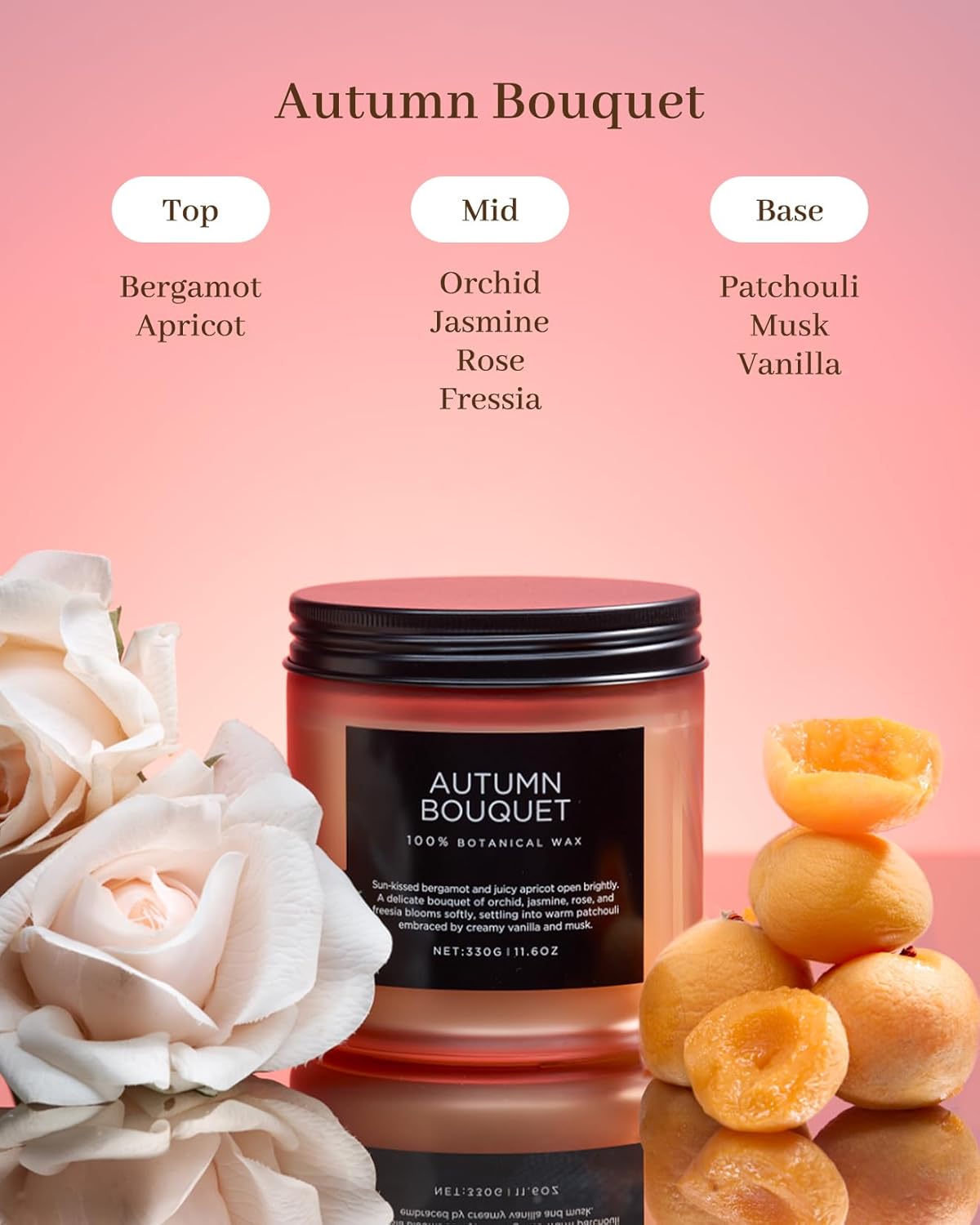 M&SENSE Fall Candle Autumn Wreath Scented, Large 11.6oz Natural Soy Wax 70 Hours Burn Time Clean