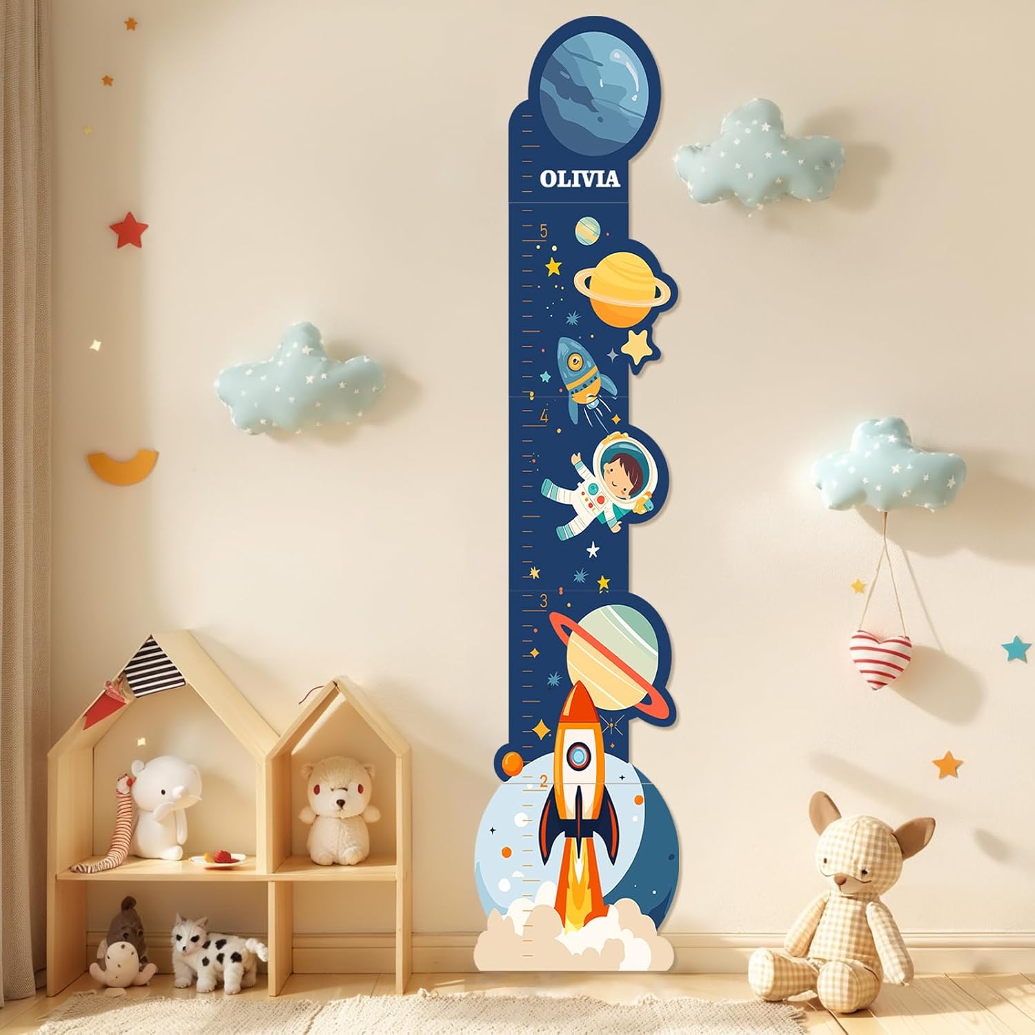 Personalized Name Growth Chart for Wall, Space Height Measurement for Wall, Children Height Chart