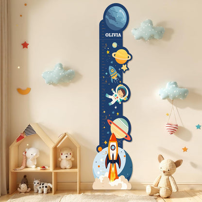 Personalized Name Growth Chart for Wall, Space Height Measurement for Wall, Children Height Chart