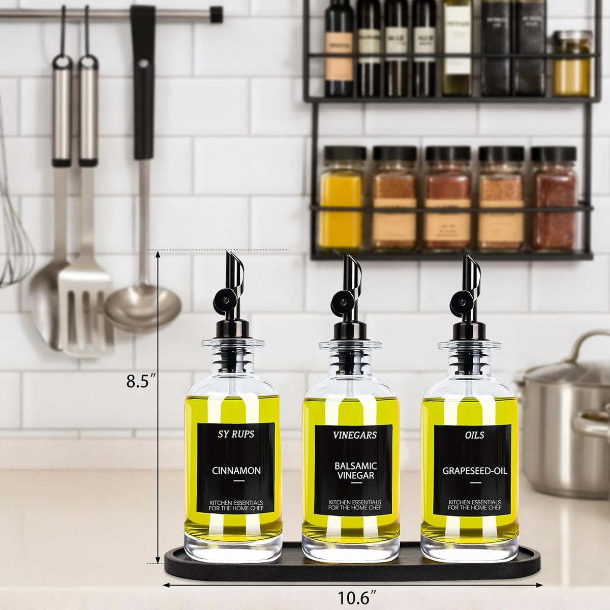 3PCS Olive Oil Dispenser Bottle For Kitchen, Soy Sauce Dispenser, Glass Oil and Vinegar Dispenser