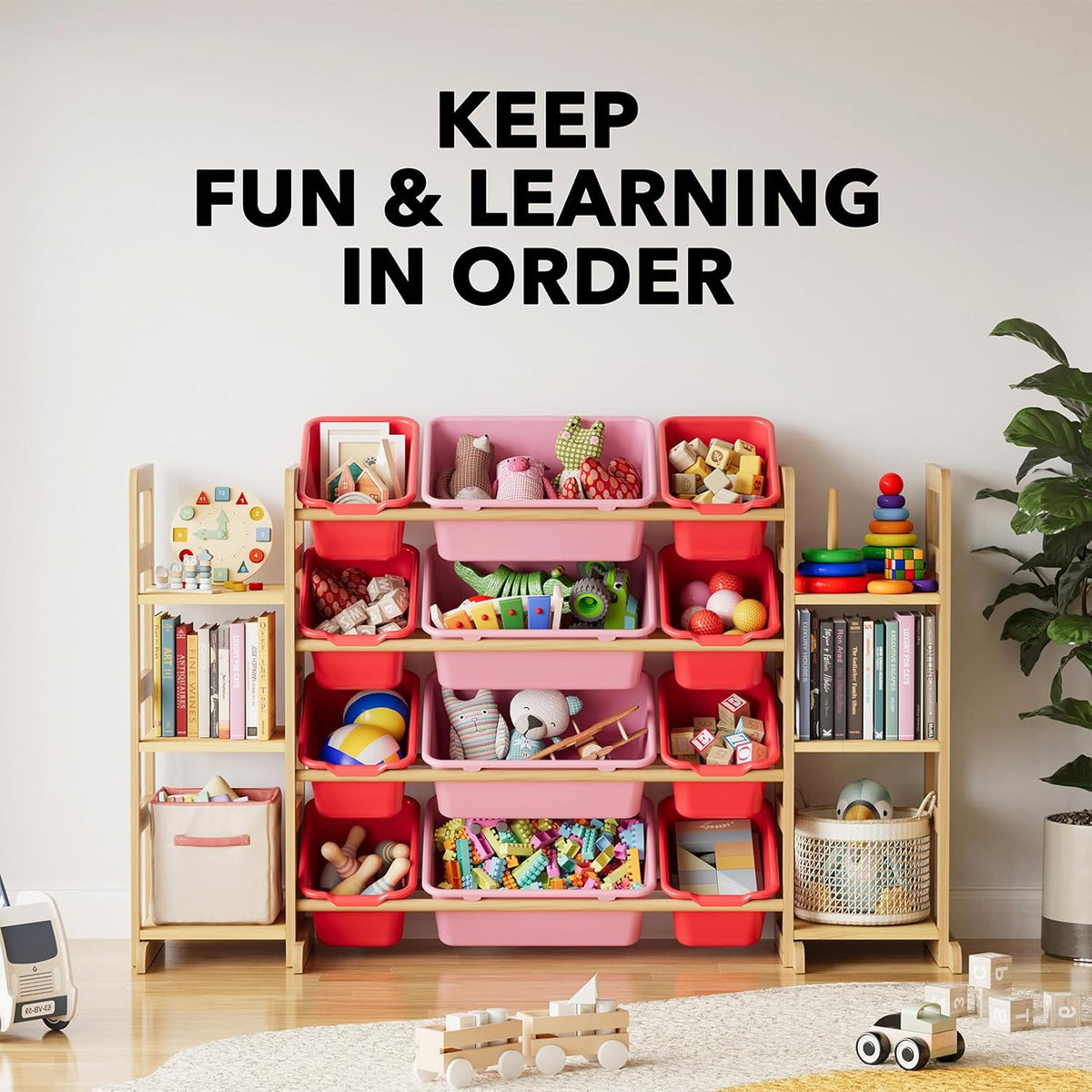 SpaceAid Toy Storage Organizer with 6 Shelves and 12 Bins, Toy Organizers Storage Bookshelf, Kids
