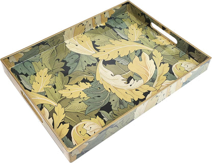 Spsyrine Serving Tray with Handles, Plastic Decorative Tray for Coffee Table, Living Room, Home