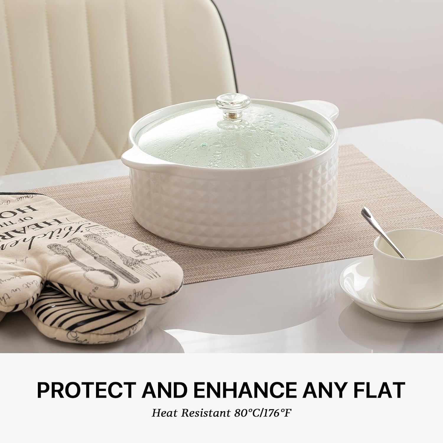 LEXMORE Placemats Set of 4 Vinyl/Plastic Woven Place Mats for Kitchen Table Indoor/Outdoor Washable