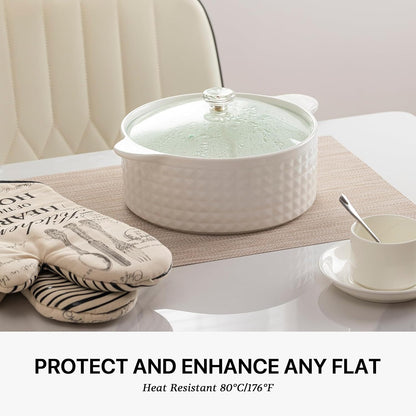 LEXMORE Placemats Set of 4 Vinyl/Plastic Woven Place Mats for Kitchen Table Indoor/Outdoor Washable
