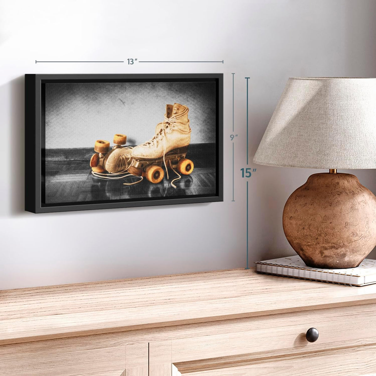 ElephantStock Vintage Skates Pop Wall Art - Horizontal Framed Canvas - 1-Piece Living Room Wall