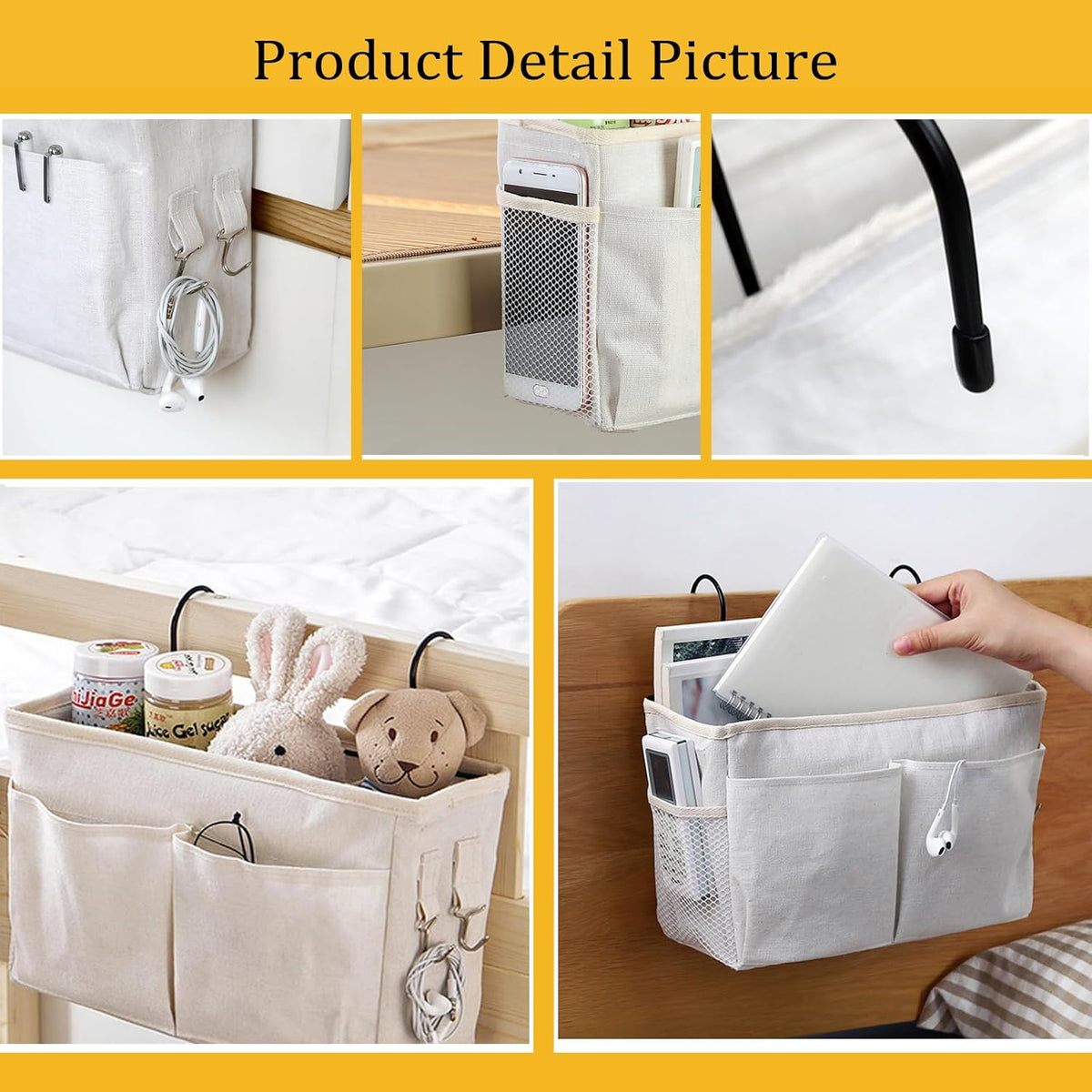 Bedside Caddy Organizer/Bedside Hanging Storage Bag Multi-Function Caddy for Bunk bed Hospital Beds