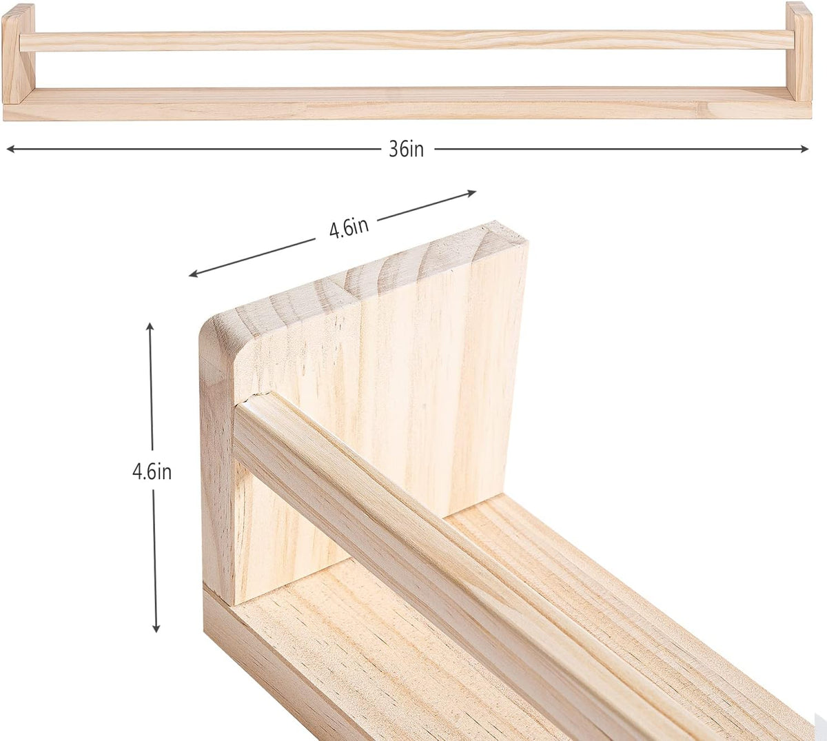 AZSKY Natural Wood Nursery Shelves Floating Wall Book Shelves Nursery Kids Baby Toddler Room Décor