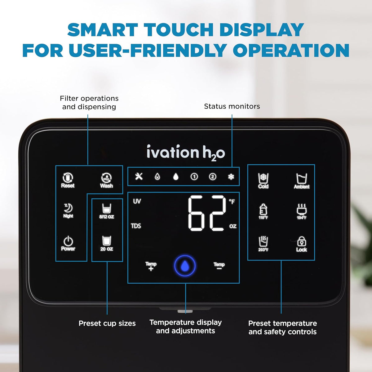 Ivation H2O Hot & Cold, Countertop Reverse Osmosis System, TDS Filter System, 4 Stage RO Water