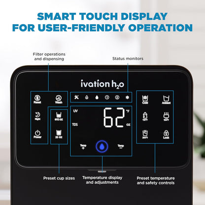 Ivation H2O Hot & Cold, Countertop Reverse Osmosis System, TDS Filter System, 4 Stage RO Water