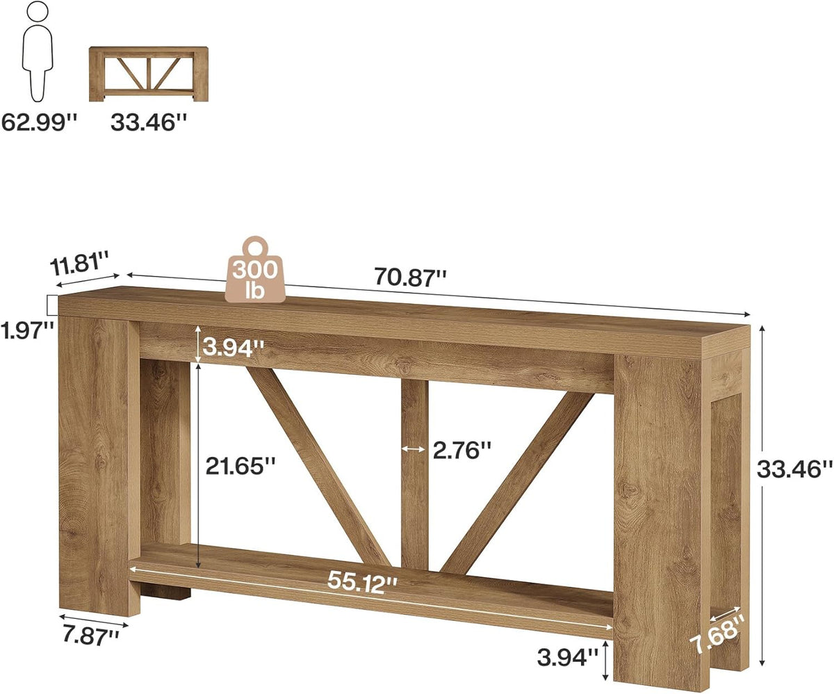Tribesigns 70.9" Extra Long Entry Table, Farmhouse Wood Console Table with Storage, Modern Accent