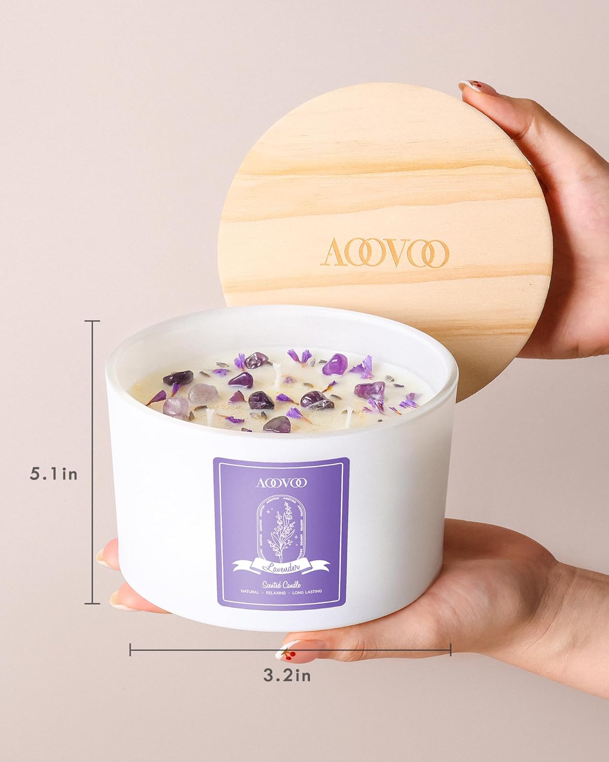 AOOVOO Lavender Scented Candles for Women - 20oz 3 Wick Soy Candles for Home Scented, Aromatherapy
