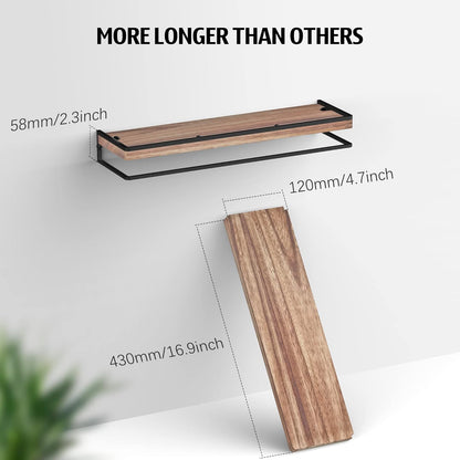 Meangood Floating Shelves Wall Mounted Set of 2, Rustic Wood Wall Storage Shelves for