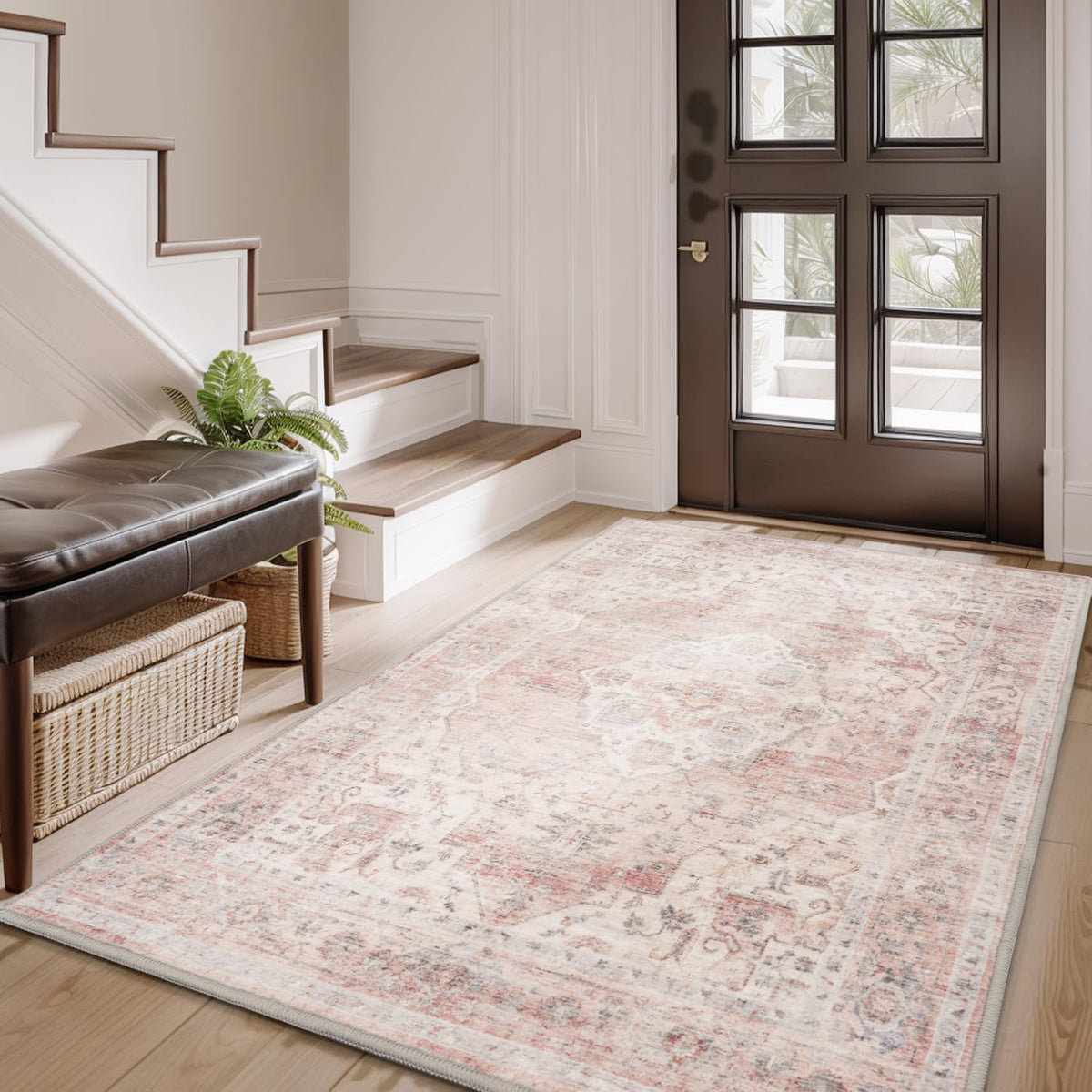 AMOAMI-3X5 Area Rug-Soft Washable Vintage Throw Accent Rugs for Living Room, Entryway, Bedroom