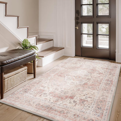 AMOAMI-3X5 Area Rug-Soft Washable Vintage Throw Accent Rugs for Living Room, Entryway, Bedroom