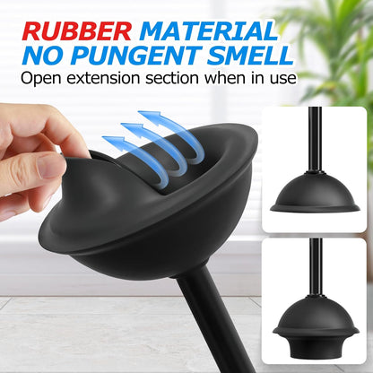 2Pack 2 in 1 Toilet Brush and Plunger Set, Extended Handle Plunger,Toilet Bowl Brush Plunger