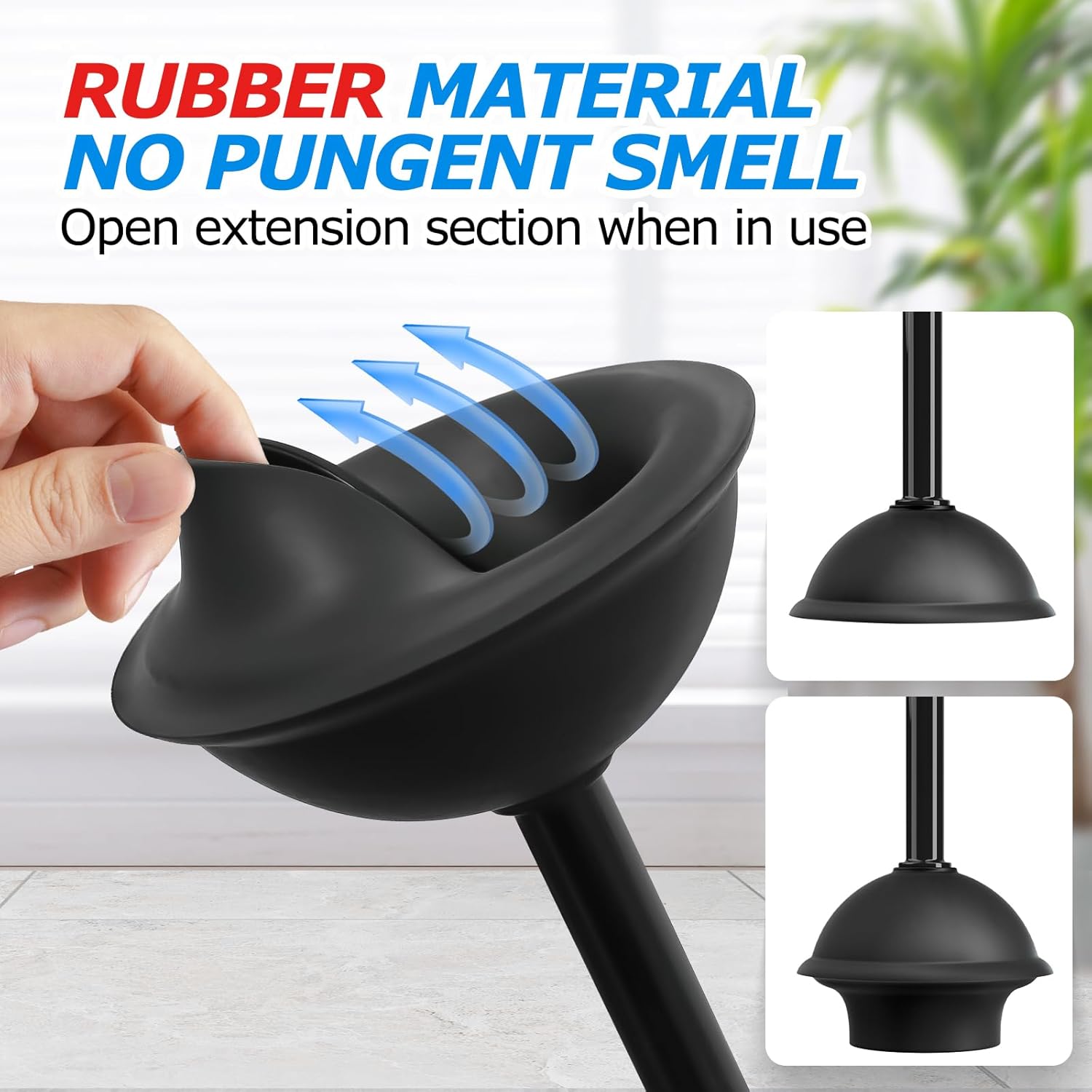 2Pack 2 in 1 Toilet Brush and Plunger Set, Extended Handle Plunger,Toilet Bowl Brush Plunger