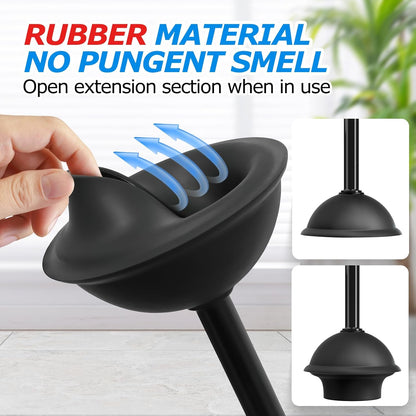 2Pack 2 in 1 Toilet Brush and Plunger Set, Extended Handle Plunger,Toilet Bowl Brush Plunger