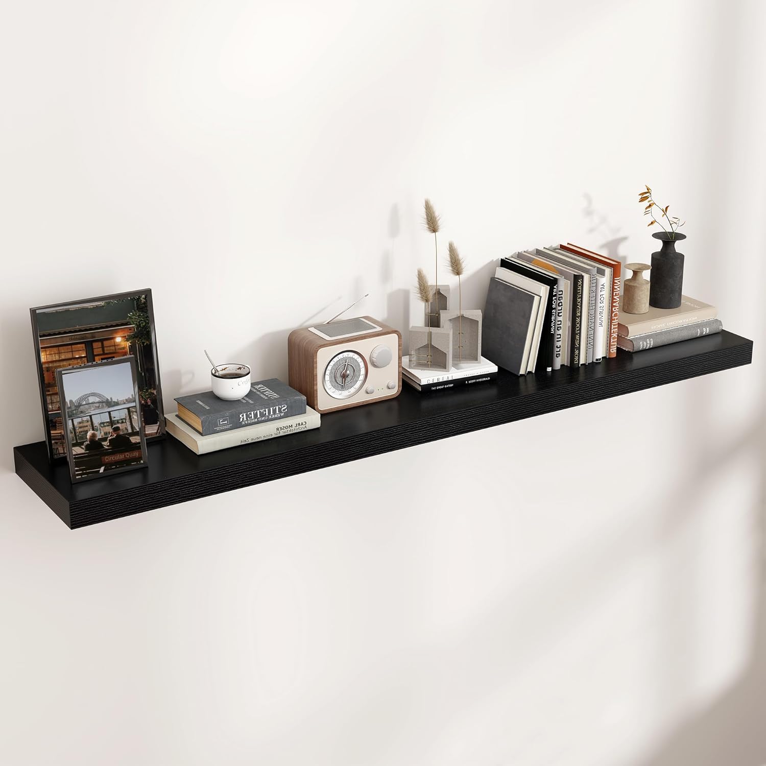 Floating Shelves for Wall, Large Wall Mounted Shelves with Invisible Brackets, Long Wood Floating