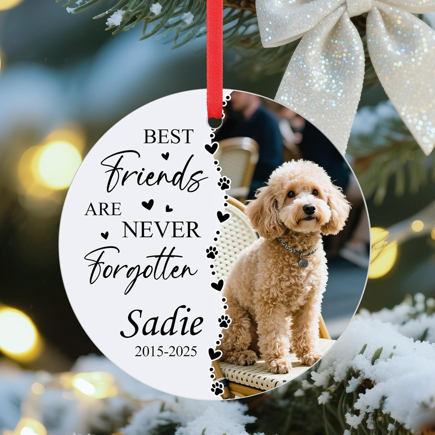 Personalized Pet Memorial Ornament - Custom Photo, Name & Dates - Sympathy Keepsake Gift for Loss