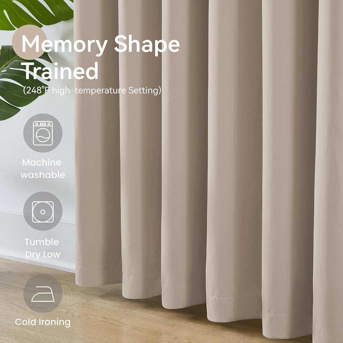 KangBang Taupe Pinch Pleated Window Curtains 2 Panels Set, 90 Inch Blackout Curtains for Bedroom