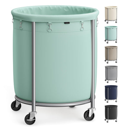 SONGMICS Laundry Basket, Rolling Steel Frame with 2 Locking Wheels, 190 L