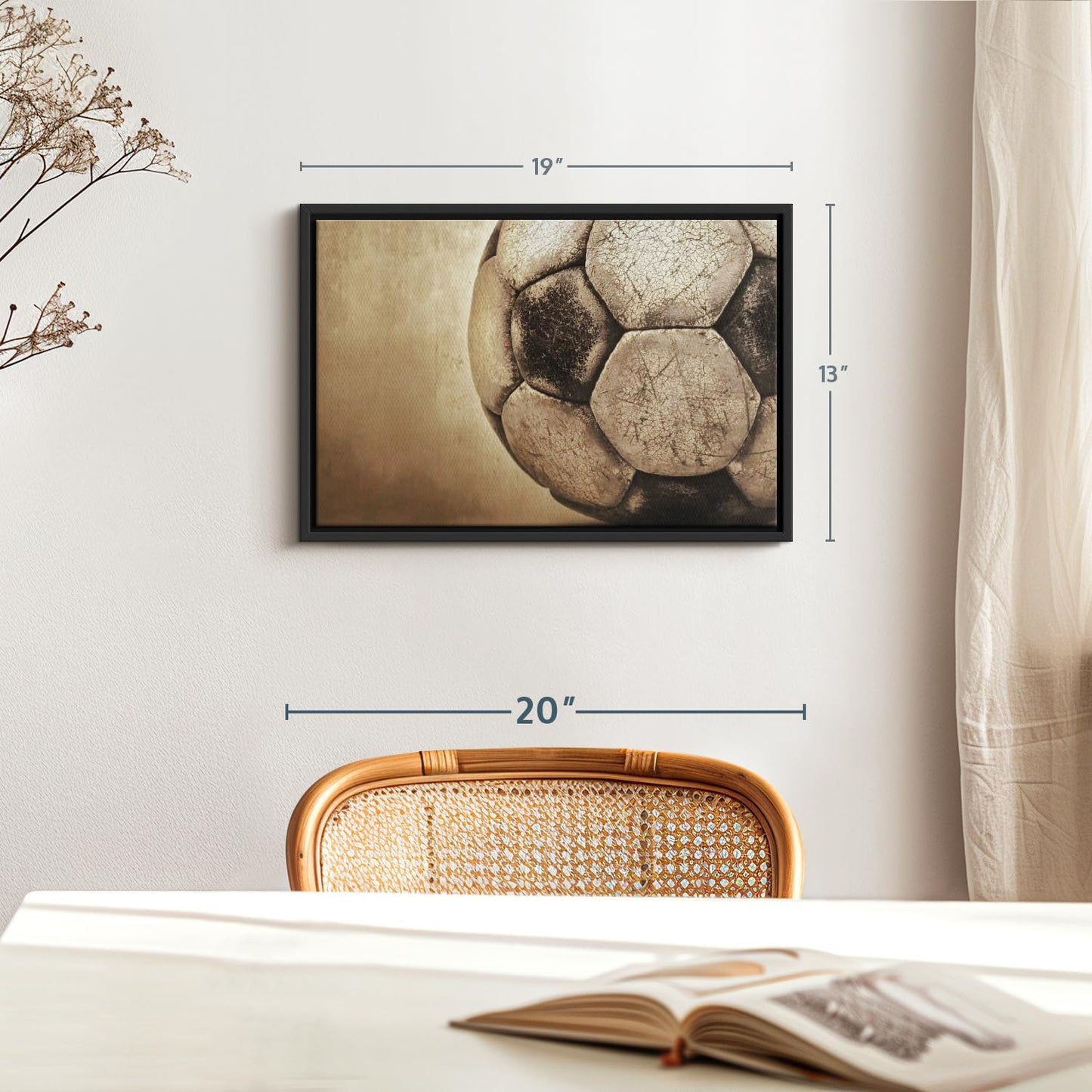 Elephant Stock Worn Soccer Ball Wall Art - Horizontal Framed Canvas - 1-Piece Living Room Wall
