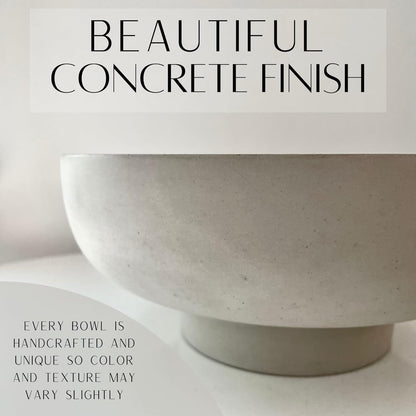 OAKOA Concrete Fruit Bowl for Kitchen Counter - Large Decorative Bowls for Home Decor - Modern Key
