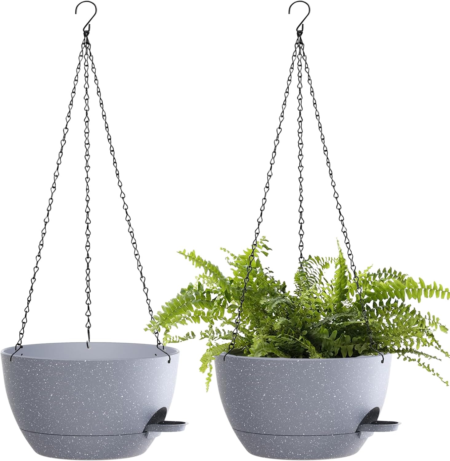 12 Inch Hanging Baskets 2 PC with Chains, Self-Watering Hanging Planters for Indoor Outdoor Plants