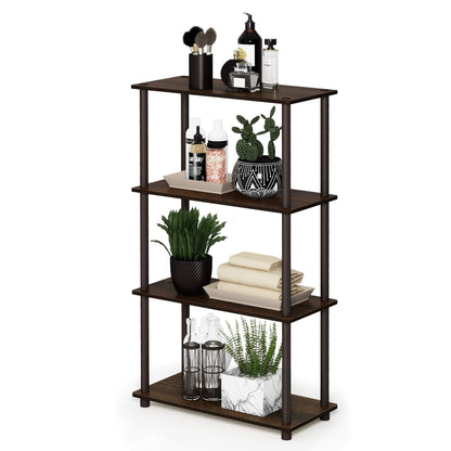Furinno Turn-N-Tube Storage Shelves, 4-Tier Toolless Book Shelf, Corner Shelf, Open Shelves, for