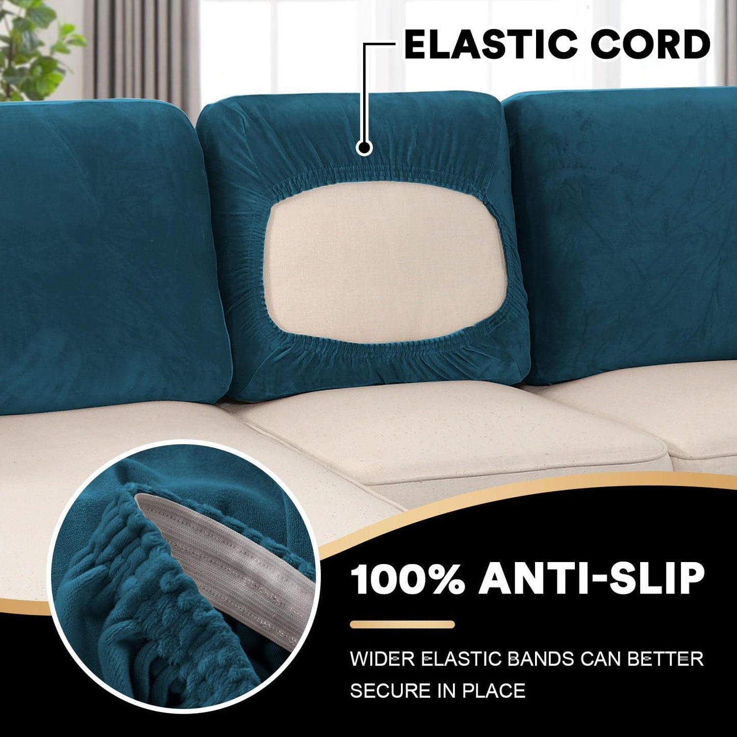 PrinceDeco Sectional Couch Covers Velvet Cushion Covers for Sectional Couch Washable Cushion Covers
