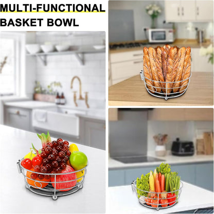 Livabber Countertop Fruit Basket Bowl with Banana Hanger, Modern Standing Fruit Vegetable Bowl