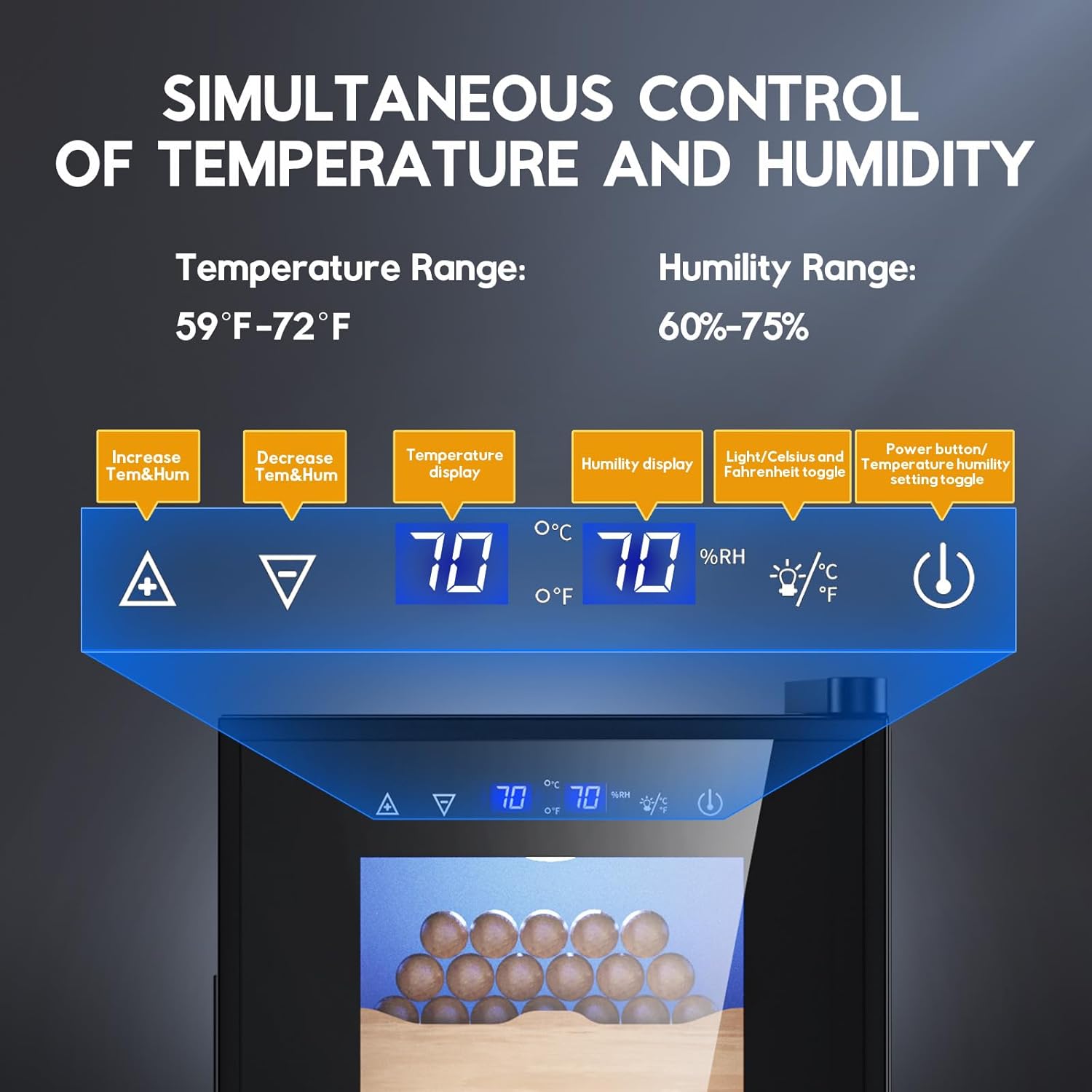 Tylza Cigar Humidor Cabinet 35L, Temp & Humidity Control Electric Humidors for Cigars, 260 Cigars