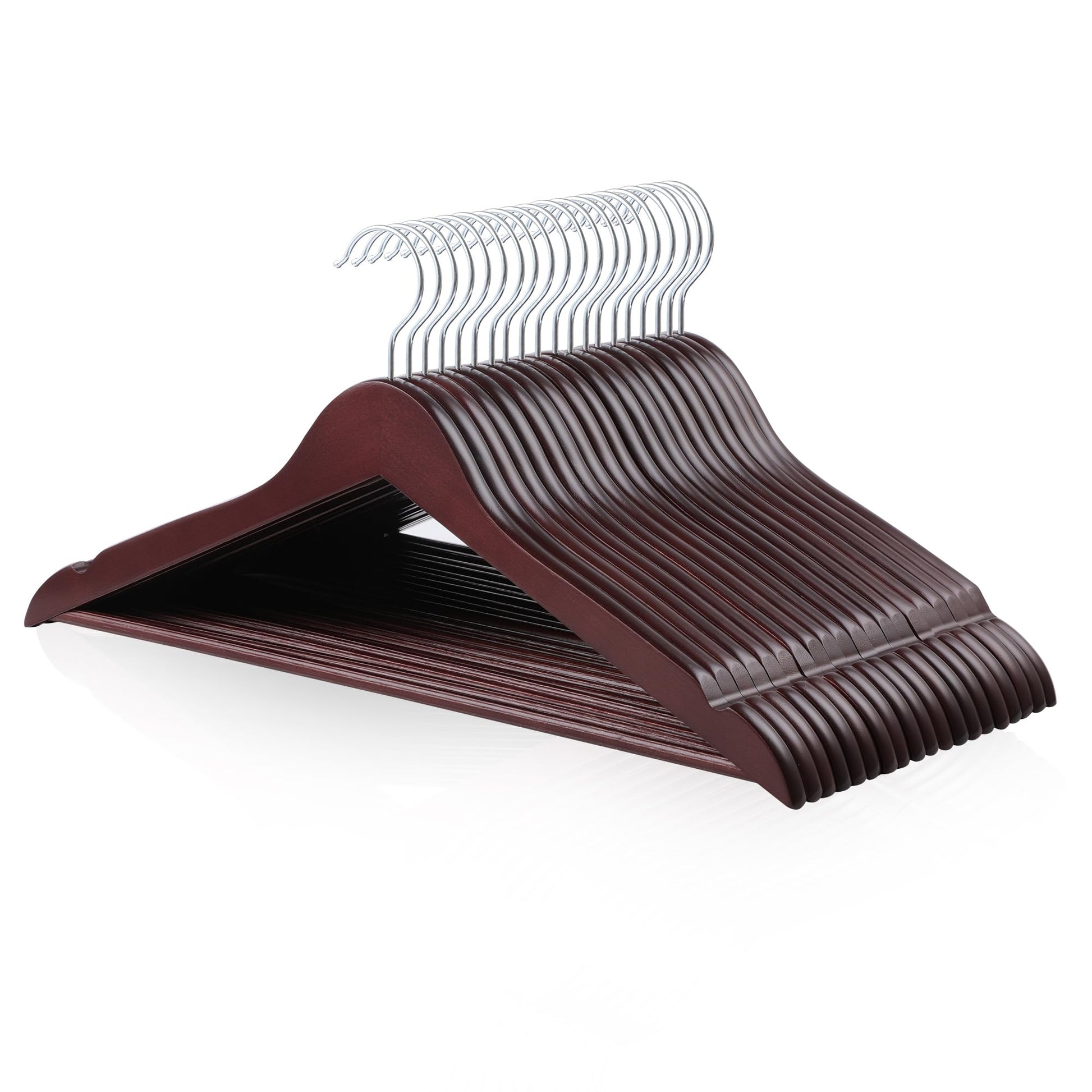 Amazon Basics Durable Wooden Suit Clothes Hangers, Closet Organizer, Cherry, 20-Pack
