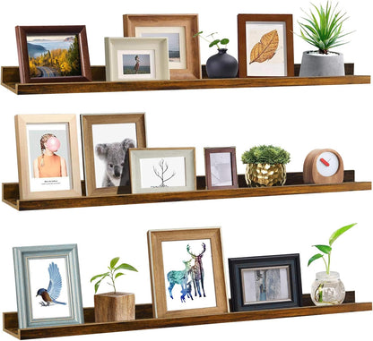 Giftgarden 47 Inch Long Floating Shelves for Wall, Rustic Picture Ledge Large Shelf for Living Room