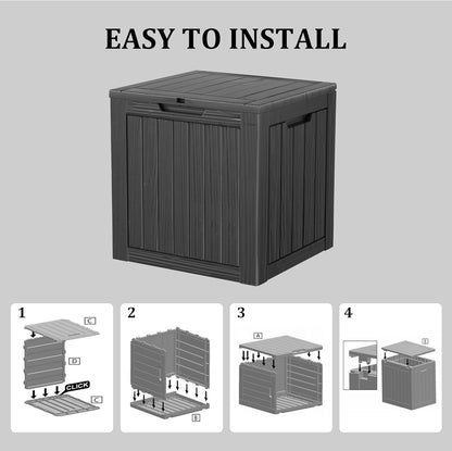 35 Gallon Lockable Resin Deck Box, Waterproof & UV-Resistant Outdoor Storage Box for Outdoor