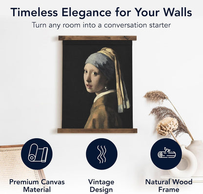 American Art Decor Girl with a Pearl Earring Tapestry Vintage Hanging Canvas Wall Art by Johannes