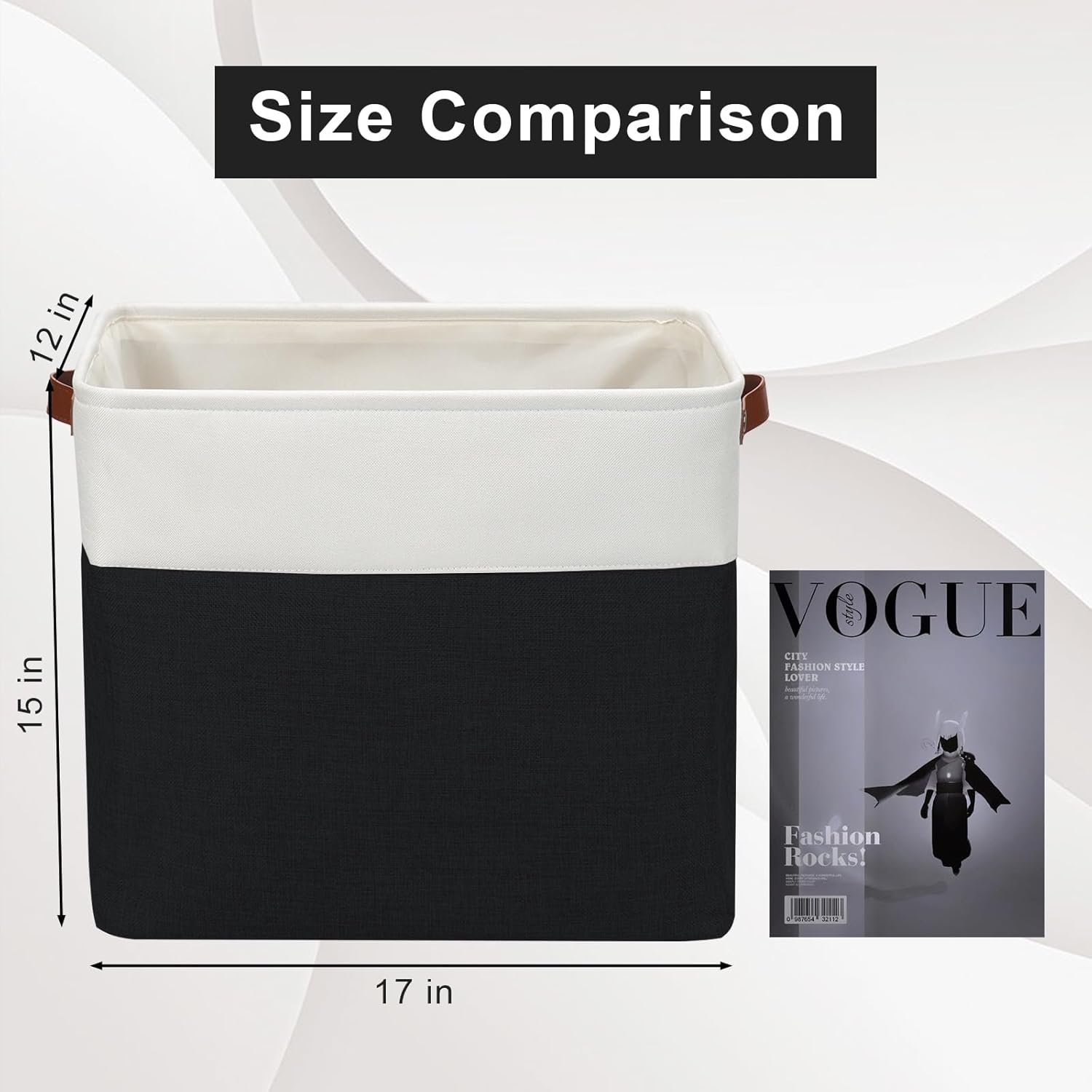 Large Fabric Storage Baskets | 50L Storage Bins, Decorative Linen Closet Baskets with Handles for