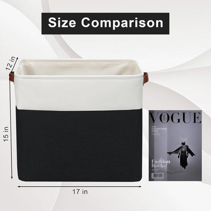 Large Fabric Storage Baskets | 50L Storage Bins, Decorative Linen Closet Baskets with Handles for