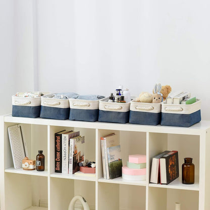 Storage Basket for Organizing - 12x8x5.2 inch Small 6 Pack Fabric Storage Bin Collapsible Baskets